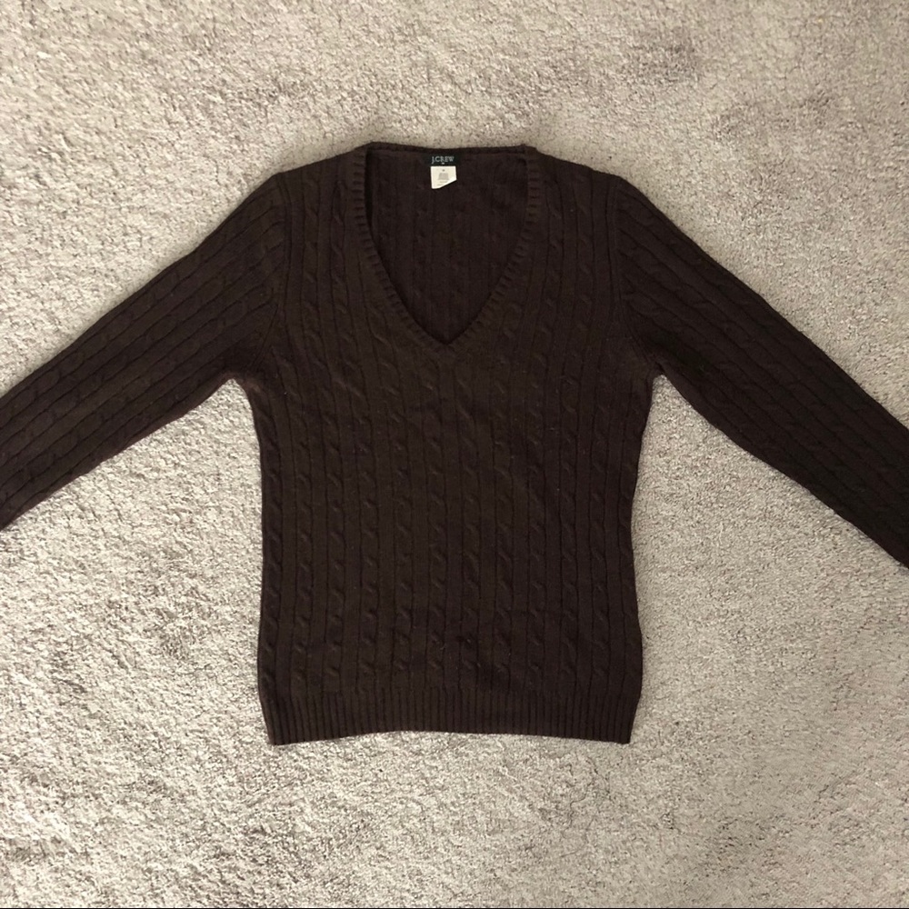 J.Crew V Neck Cable Knit Sweater Size Medium